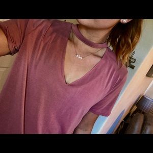 💝Pink V Neck Choker Shirt💝